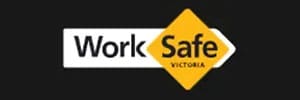 A yellow and white sign that says work safe victoria.
